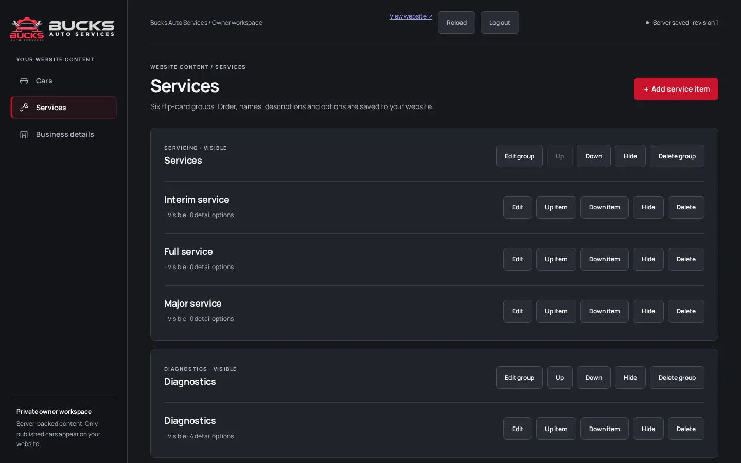 Bucks owner dashboard captured from the real local v26 implementation